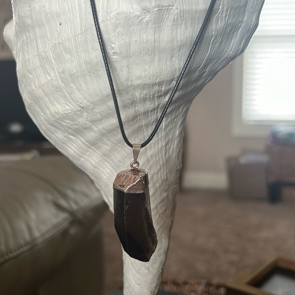 Smoky Quartz Prism on Faux Leather Cord - Picture 2 of 3